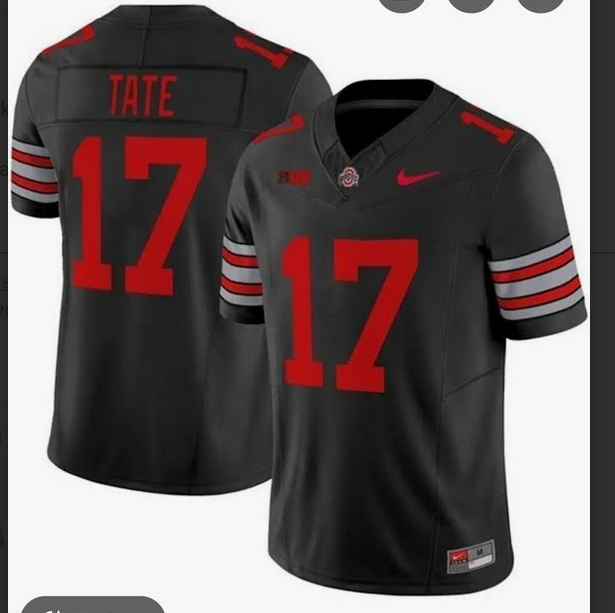 Men NCAA  Ohio State #17 Tate black 2025 Nike jersey